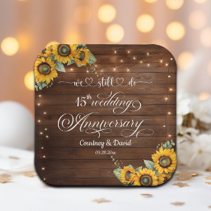 We Still Do 15th Wedding Anniversary String Lights Paper Plate