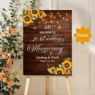 We Still Do 15th Wedding Anniversary String Lights Poster