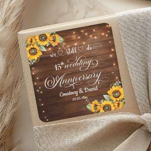 We Still Do 15th Wedding Anniversary String Lights Square Sticker