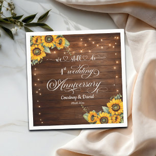 We Still Do 1st Wedding Anniversary String Lights Napkin