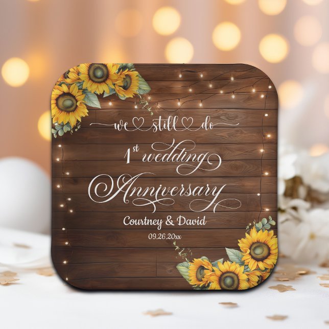 We Still Do 1st Wedding Anniversary String Lights Paper Plate (Creator Uploaded)