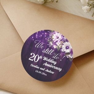 We Still Do 20th Wedding Anniversary String Lights Classic Round Sticker
