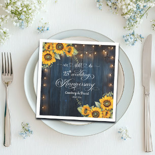 We Still Do 25th Wedding Anniversary String Lights Napkin