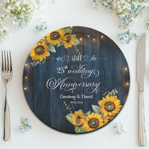 We Still Do 25th Wedding Anniversary String Lights Paper Plate