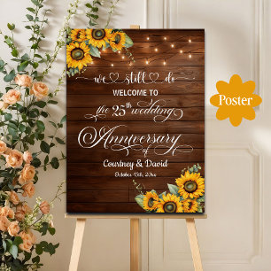 We Still Do 25th Wedding Anniversary String Lights Poster