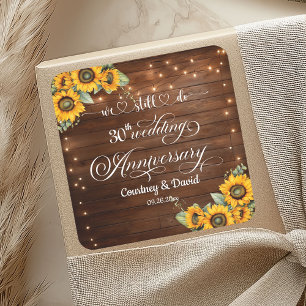 We Still Do 30th Wedding Anniversary String Lights Square Sticker