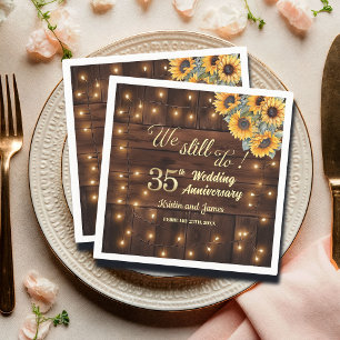 We Still Do 35th Wedding Anniversary String Lights Napkin