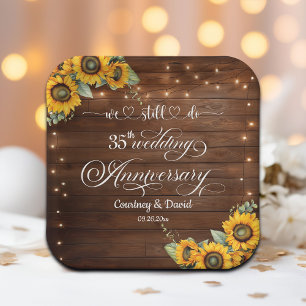 We Still Do 35th Wedding Anniversary String Lights Paper Plate
