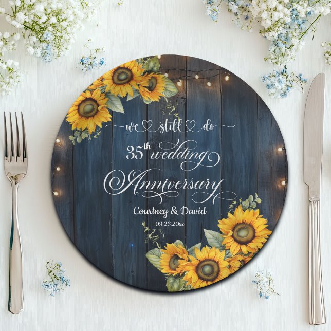 We Still Do 35th Wedding Anniversary String Lights Paper Plate (Creator Uploaded)