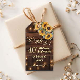 We Still Do 40th Wedding Anniversary String Lights Gift Tags
