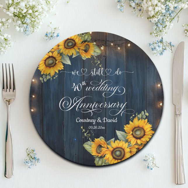We Still Do 40th Wedding Anniversary String Lights Paper Plate (Creator Uploaded)