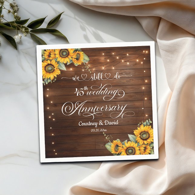 We Still Do 45th Wedding Anniversary String Lights Napkin (Creator Uploaded)