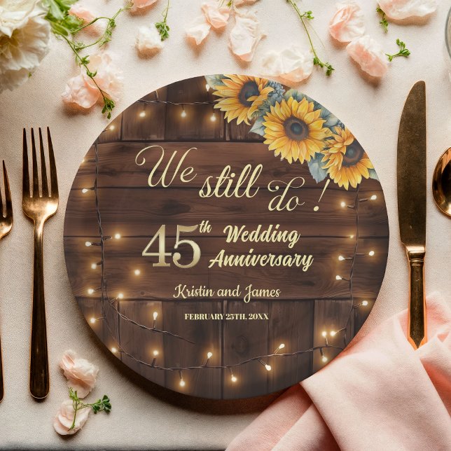 We Still Do 45th Wedding Anniversary String Lights Paper Plate (Creator Uploaded)