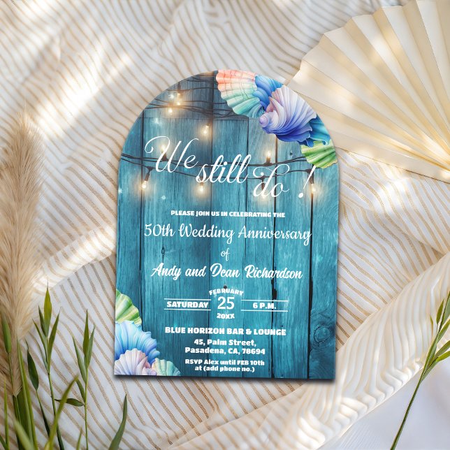 We Still Do 50th Wedding Anniversary String Lights Acrylic Invitations (Creator Uploaded)