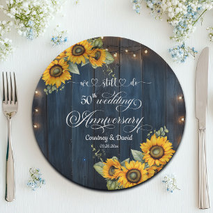 We Still Do 50th Wedding Anniversary String Lights Paper Plate