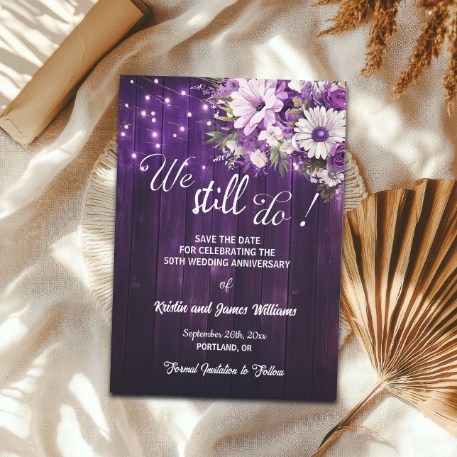 We Still Do 50th Wedding Anniversary String Lights Save The Date (Creator Uploaded)