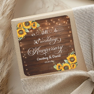 We Still Do 50th Wedding Anniversary String Lights Square Sticker