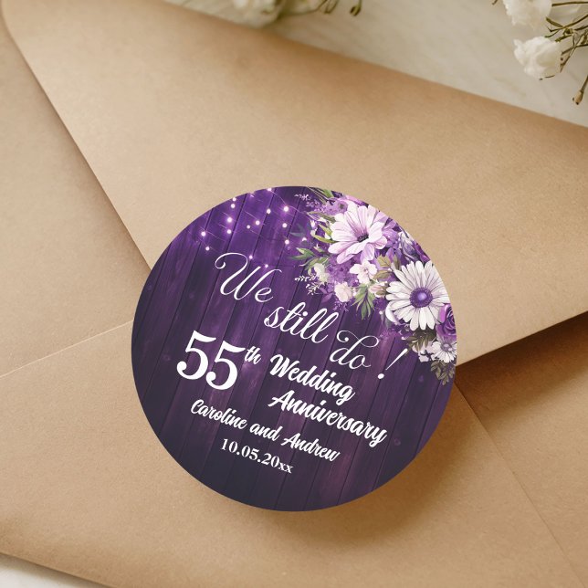 We Still Do 55th Wedding Anniversary String Lights Classic Round Sticker (Creator Uploaded)