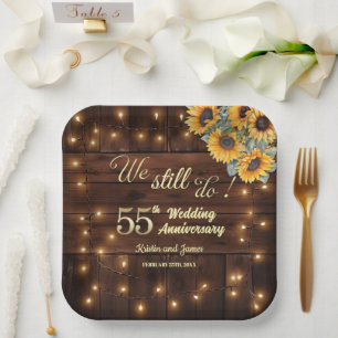 We Still Do 55th Wedding Anniversary String Lights Paper Plate
