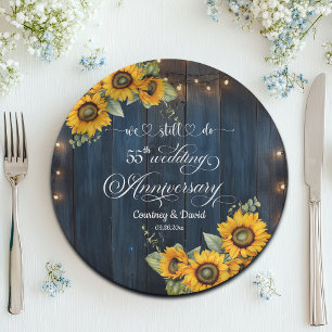 We Still Do 55th Wedding Anniversary String Lights Paper Plate
