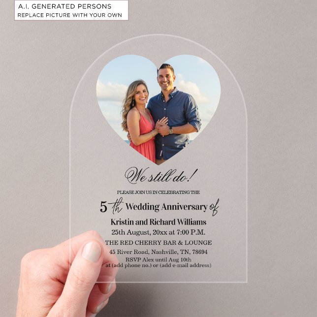 We Still Do 5th Wedding Anniversary Photo Acrylic Invitations (Creator Uploaded)