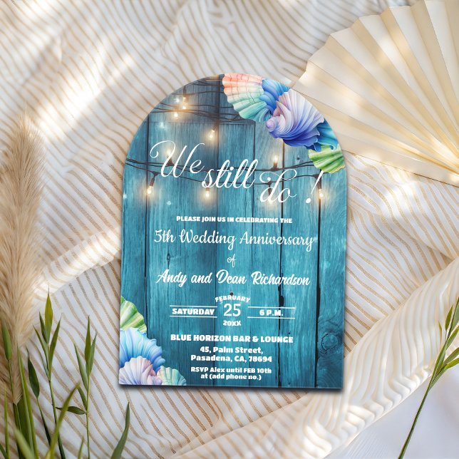 We Still Do 5th Wedding Anniversary String Lights Acrylic Invitations (Creator Uploaded)