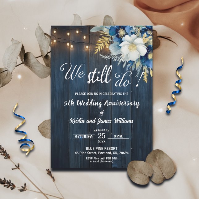 We Still Do 5th Wedding Anniversary String Lights Invitation (Creator Uploaded)