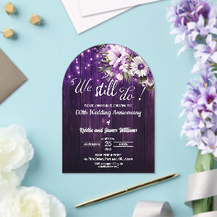 We Still Do 60th Wedding Anniversary String Lights Acrylic Invitations