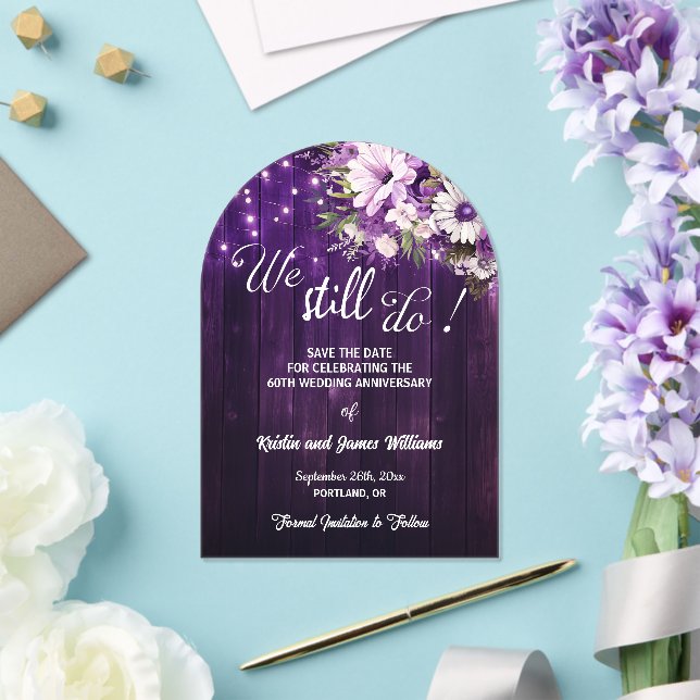 We Still Do 60th Wedding Anniversary String Lights Acrylic Invitations (Insitu (Wedding))