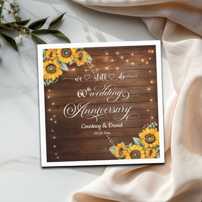We Still Do 60th Wedding Anniversary String Lights Napkin (Creator Uploaded)