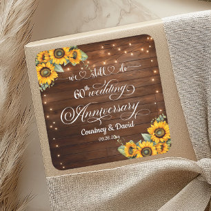 We Still Do 60th Wedding Anniversary String Lights Square Sticker