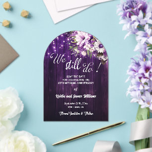 We Still Do 65th Wedding Anniversary String Lights Acrylic Invitations