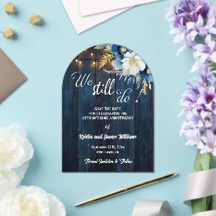 We Still Do 65th Wedding Anniversary String Lights Acrylic Invitations