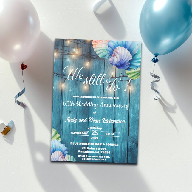 We Still Do 65th Wedding Anniversary String Lights Invitation (Creator Uploaded)
