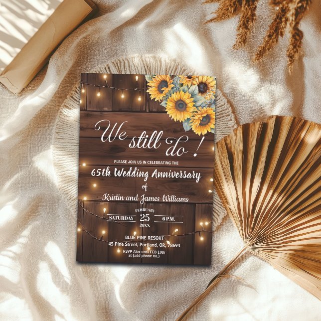 We Still Do 65th Wedding Anniversary String Lights Invitation (Creator Uploaded)