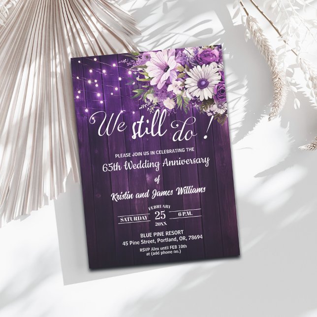 We Still Do 65th Wedding Anniversary String Lights Invitation (Creator Uploaded)