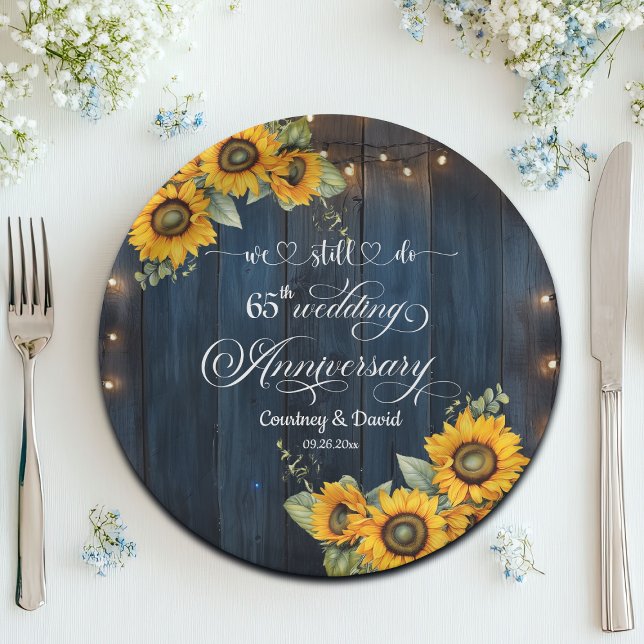We Still Do 65th Wedding Anniversary String Lights Paper Plate (Creator Uploaded)