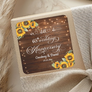 We Still Do 65th Wedding Anniversary String Lights Square Sticker