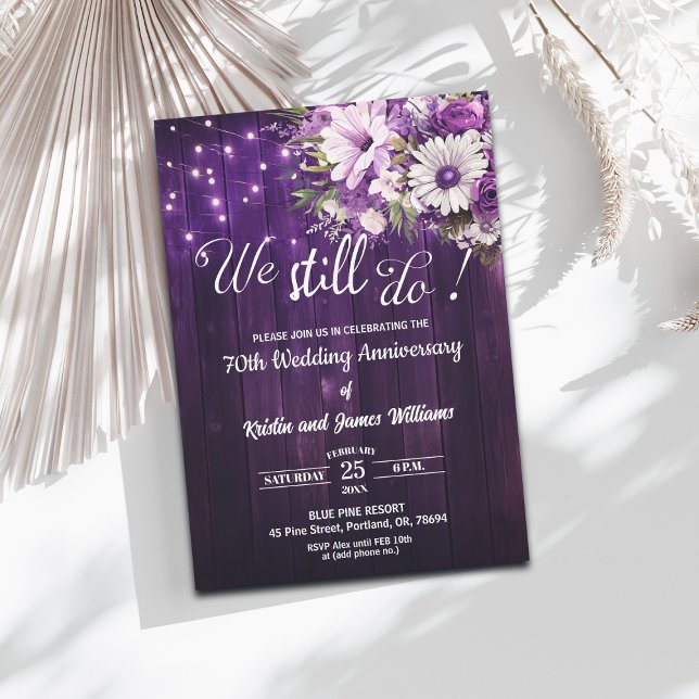 We Still Do 70th Wedding Anniversary String Lights Invitation (Creator Uploaded)