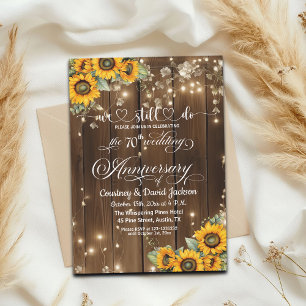 We Still Do 70th Wedding Anniversary String Lights Invitation