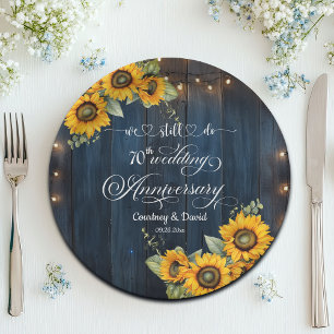 We Still Do 70th Wedding Anniversary String Lights Paper Plate