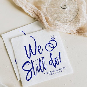 We Still Do Anniversary Party Navy Script Napkin