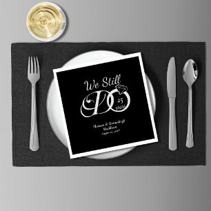 We Still Do Anniversary Typography Black/Silver Napkin