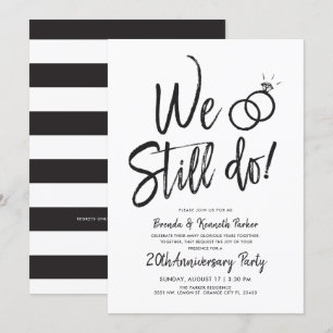 We Still Do Anniversary Vow Renewal Striped Invitation