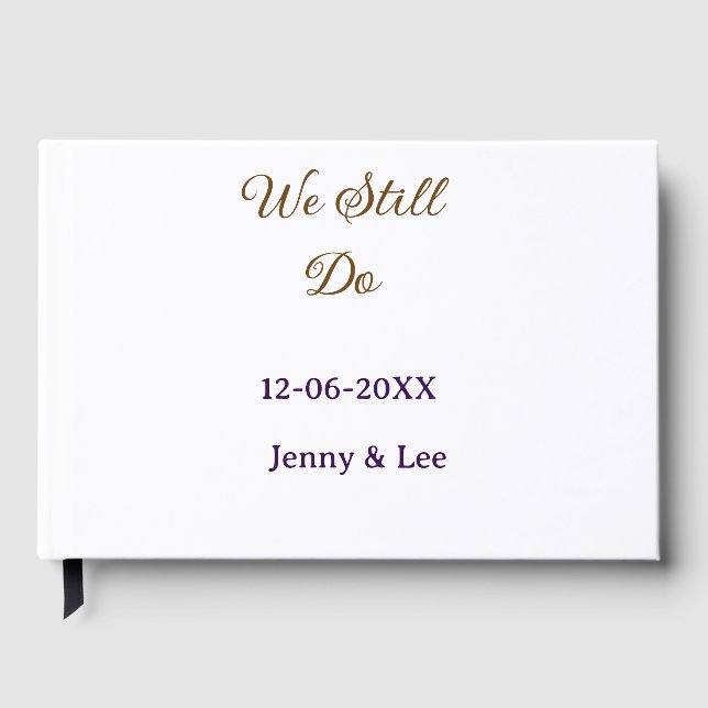 We still do brown pink name date year boho retro s guest book (Front)