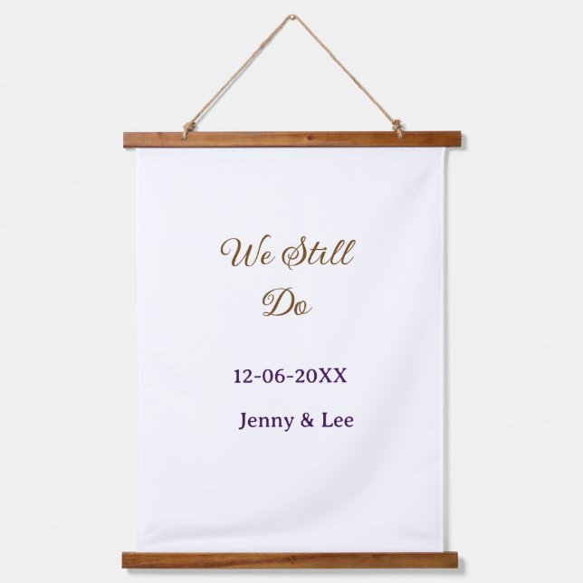 We still do brown pink name date year boho retro s hanging tapestry (Front)