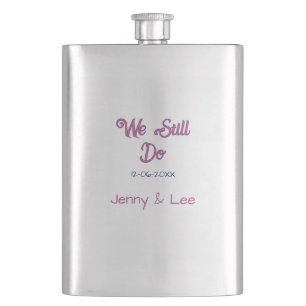 We still do brown pink name date year boho retro s hip flask