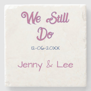 We still do brown pink name date year boho retro s stone coaster