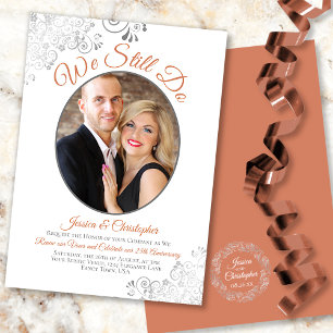 We Still Do Coral on White Wedding Vow Renewal Invitation