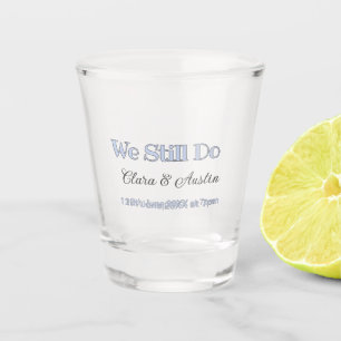 We still do couple name date blue pastel grey retr shot glass